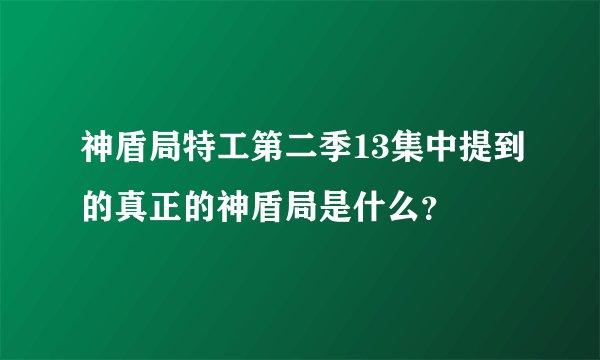 神盾局特工第二季13集中提到的真正的神盾局是什么？