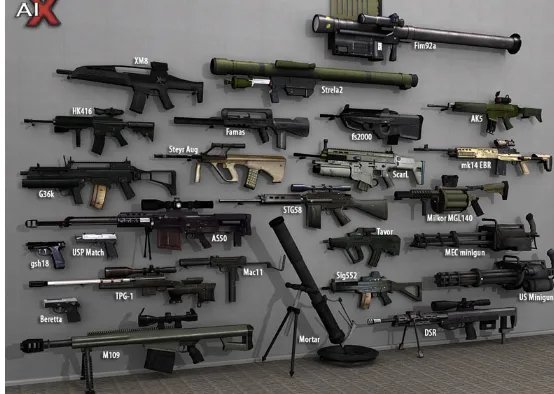 可以使用各种枪械（大量）的PC单机游戏