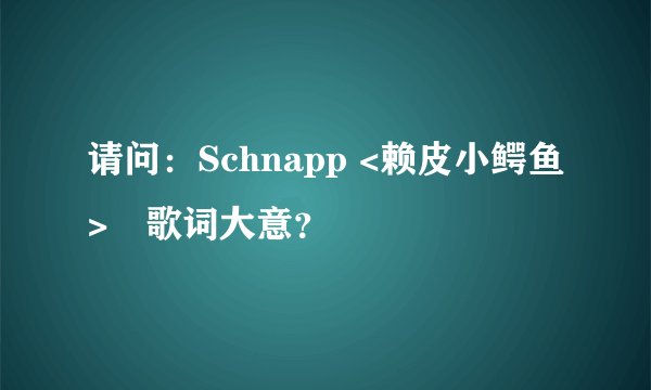 请问：Schnapp <赖皮小鳄鱼>旳歌词大意？