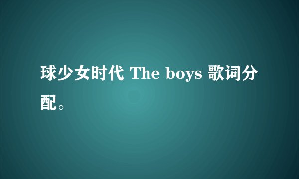 球少女时代 The boys 歌词分配。