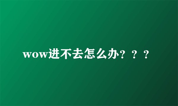 wow进不去怎么办？？？