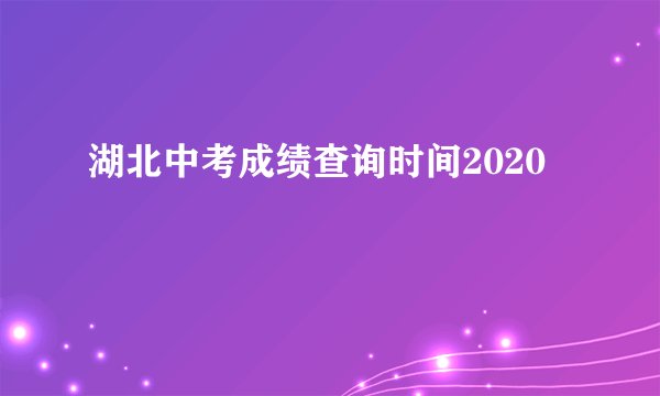 湖北中考成绩查询时间2020