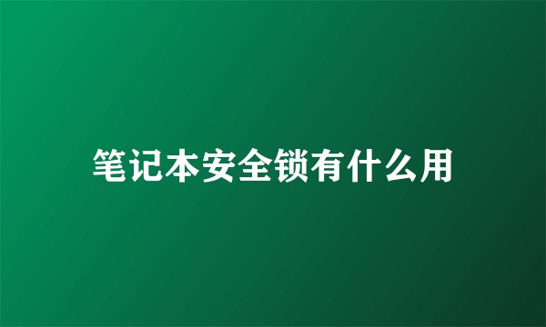 笔记本安全锁有什么用