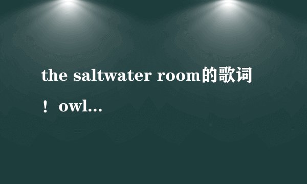 the saltwater room的歌词！owl city唱的。