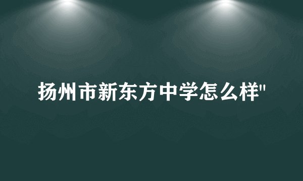扬州市新东方中学怎么样