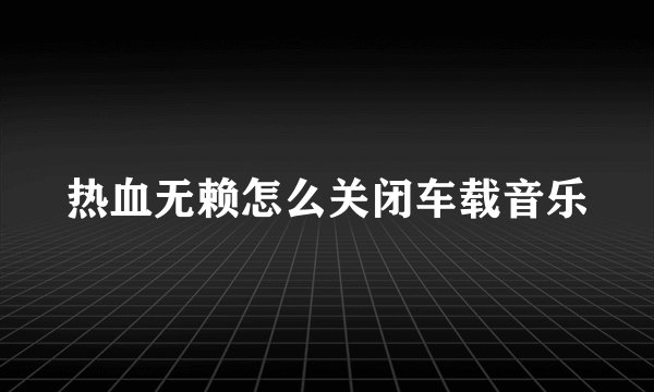 热血无赖怎么关闭车载音乐