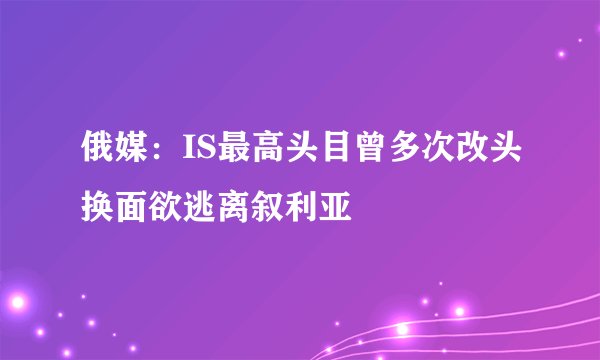 俄媒：IS最高头目曾多次改头换面欲逃离叙利亚