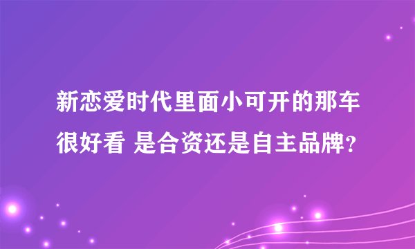 新恋爱时代里面小可开的那车很好看 是合资还是自主品牌？