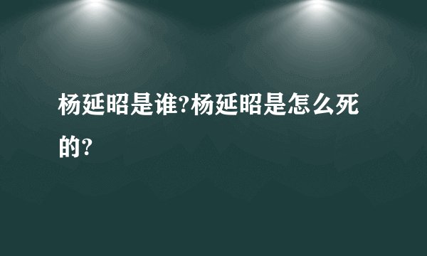杨延昭是谁?杨延昭是怎么死的?