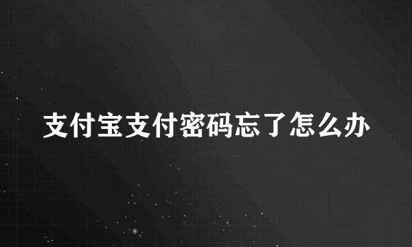 支付宝支付密码忘了怎么办