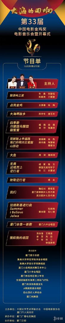 金鸡奖开幕式名单 金鸡奖节目单一览