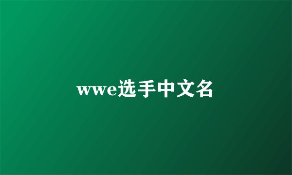 wwe选手中文名