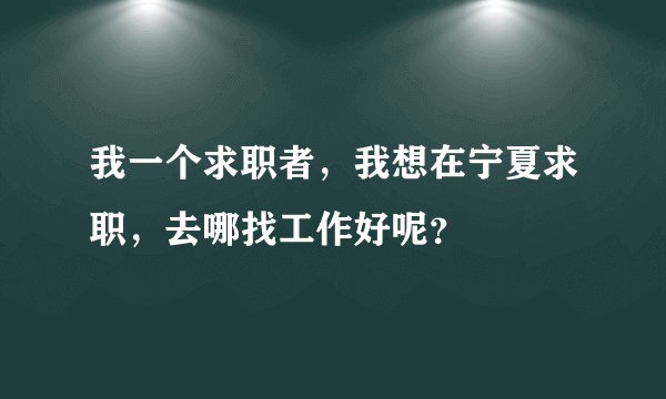我一个求职者，我想在宁夏求职，去哪找工作好呢？