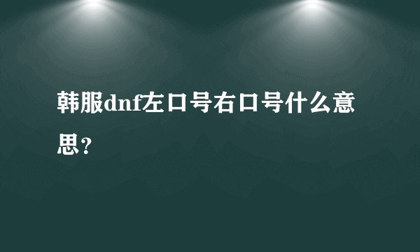 韩服dnf左口号右口号什么意思？