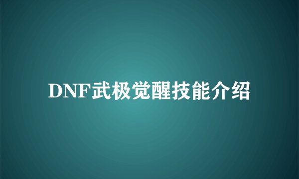 DNF武极觉醒技能介绍