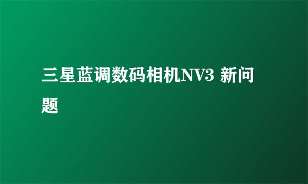 三星蓝调数码相机NV3 新问题