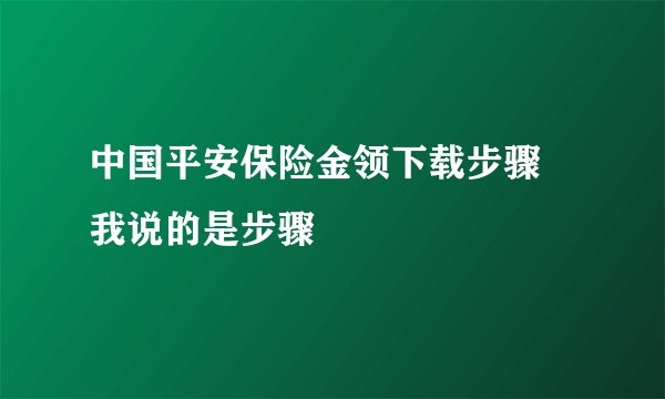 中国平安保险金领下载步骤 我说的是步骤