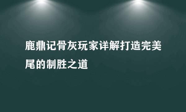 鹿鼎记骨灰玩家详解打造完美尾的制胜之道