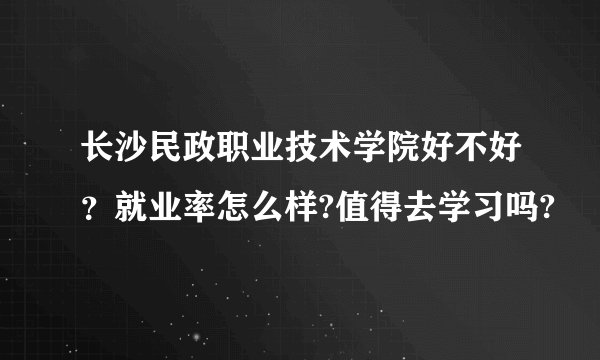 长沙民政职业技术学院好不好？就业率怎么样?值得去学习吗?