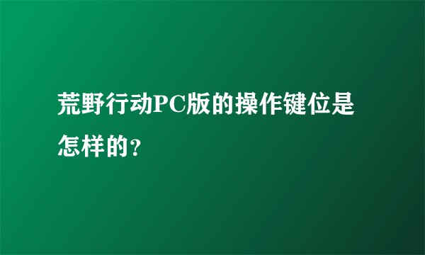 荒野行动PC版的操作键位是怎样的？