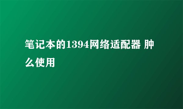 笔记本的1394网络适配器 肿么使用