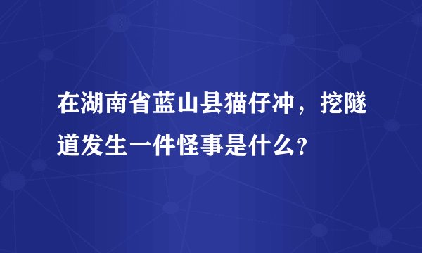 在湖南省蓝山县猫仔冲，挖隧道发生一件怪事是什么？