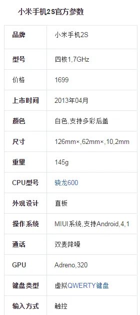 小米2和2s有什么区别