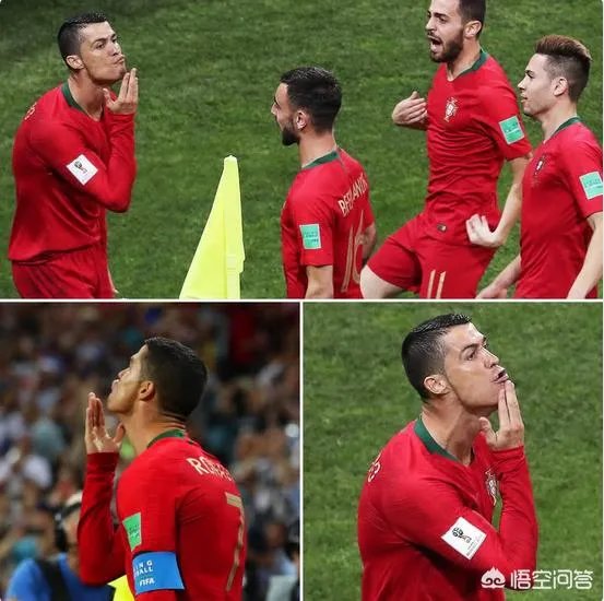 西葡大战C罗上演帽子戏法，打进第一粒点球之后，C罗的庆祝动作有什么特殊含义吗？