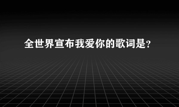 全世界宣布我爱你的歌词是？