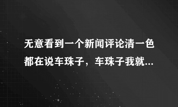 无意看到一个新闻评论清一色都在说车珠子，车珠子我就放心了。这到底
