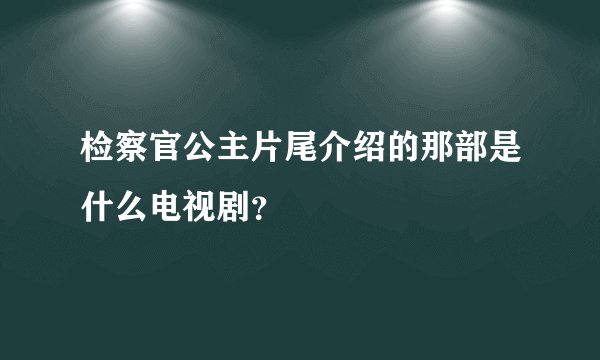 检察官公主片尾介绍的那部是什么电视剧？