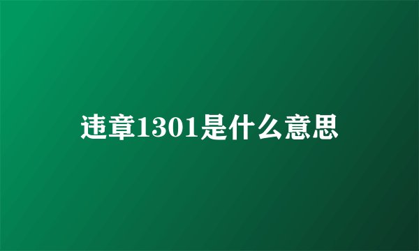 违章1301是什么意思