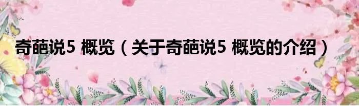 奇葩说5 概览（关于奇葩说5 概览的介绍）