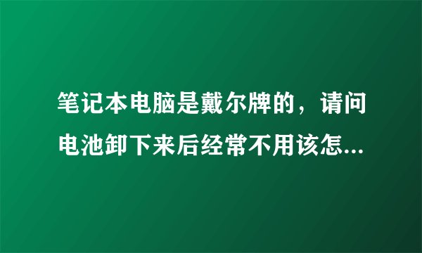 笔记本电脑是戴尔牌的，请问电池卸下来后经常不用该怎样保养，多久充一次电。