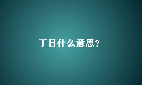 丁日什么意思？