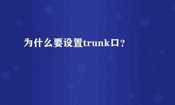 为什么要设置trunk口？