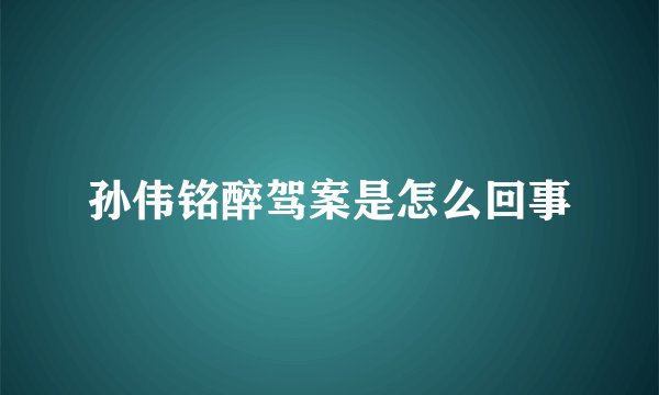孙伟铭醉驾案是怎么回事