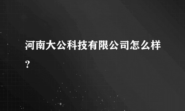 河南大公科技有限公司怎么样？
