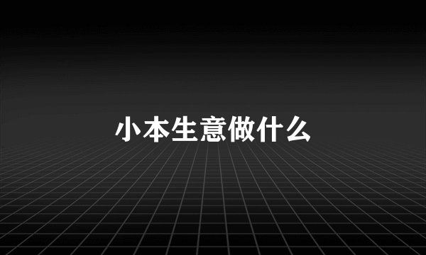 小本生意做什么