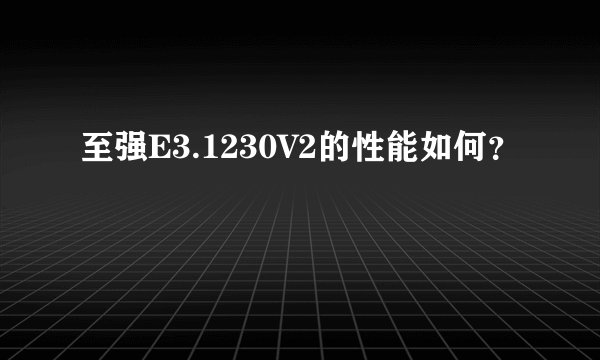 至强E3.1230V2的性能如何？