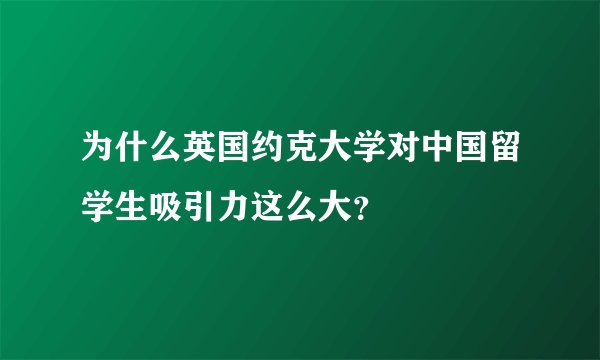 为什么英国约克大学对中国留学生吸引力这么大？
