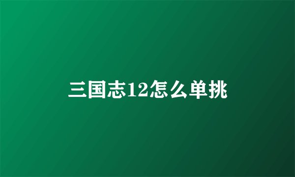 三国志12怎么单挑