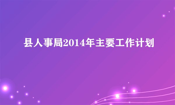 县人事局2014年主要工作计划
