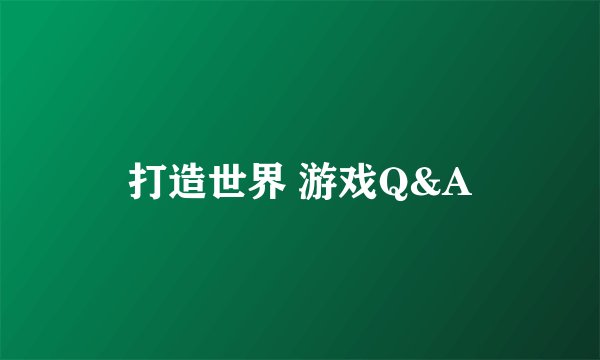 打造世界 游戏Q&A