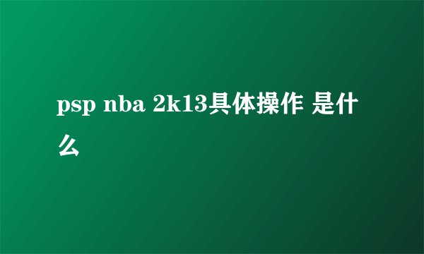 psp nba 2k13具体操作 是什么