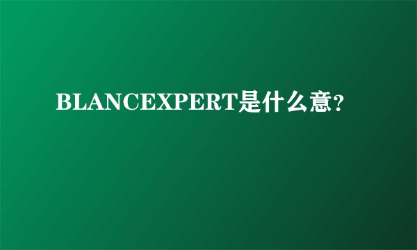 BLANCEXPERT是什么意？
