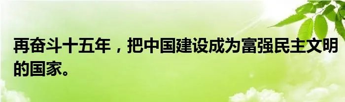 再奋斗十五年，把中国建设成为富强民主文明的国家。