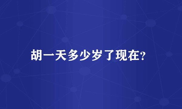胡一天多少岁了现在？