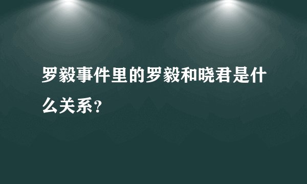 罗毅事件里的罗毅和晓君是什么关系？