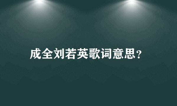 成全刘若英歌词意思？